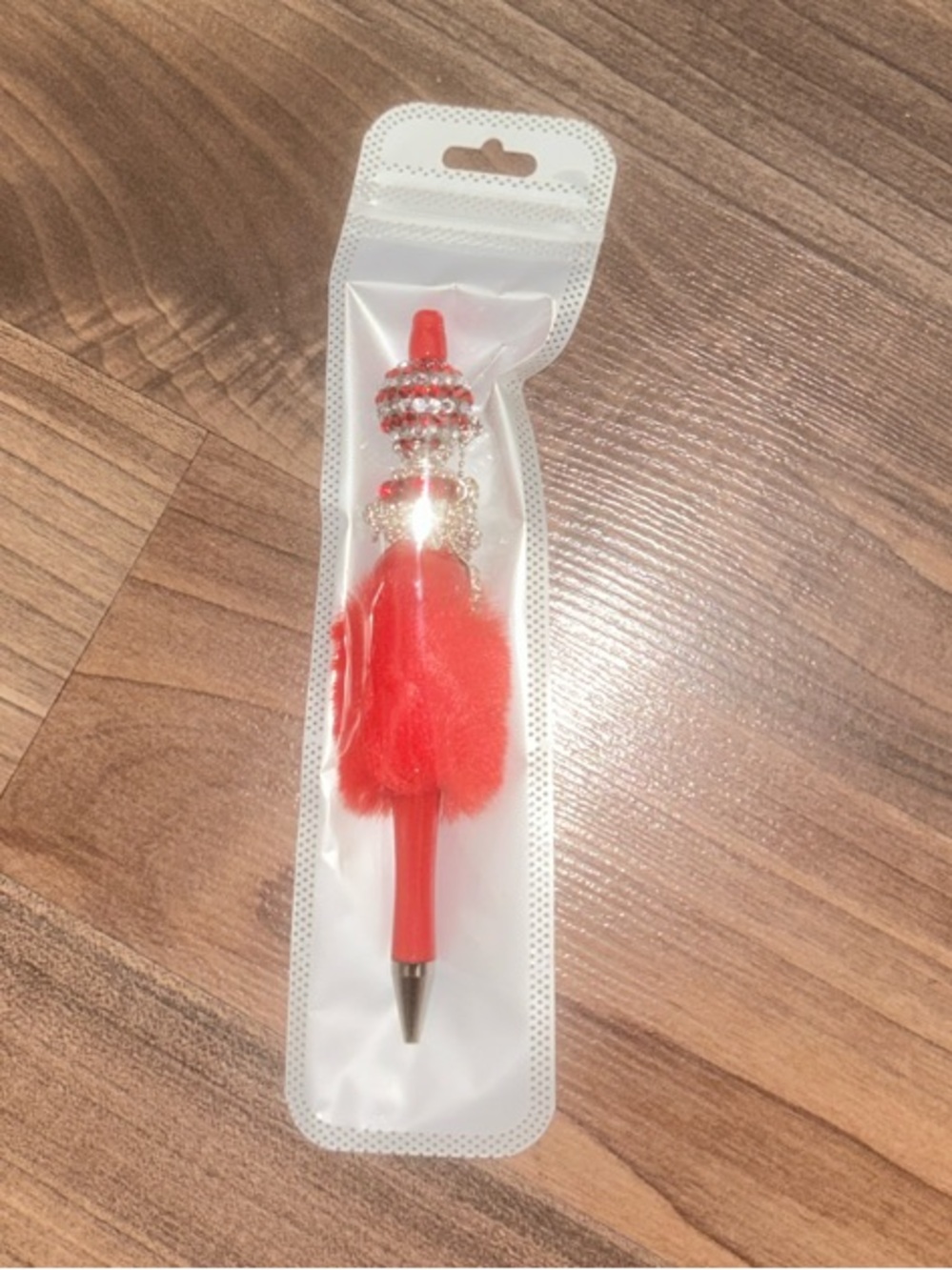 Red Decorative Pom-Pom Ballpoint Pen - Unbranded